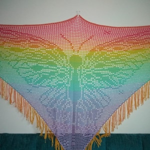 Filet &#39;Flutter-by Butterfly&#39; Crochet Chart Pattern for Shawl/Wall Hanging. ***PDF  FILE ONLY*** Instant Download