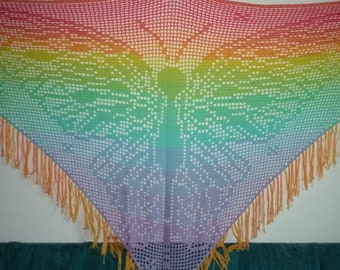 Filet 'Flutter-by Butterfly' Crochet Chart Pattern for Shawl/Wall Hanging. ***PDF  FILE ONLY*** Instant Download