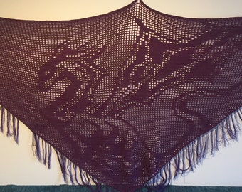 Filet 'Viserion the Dragon' Crochet Chart Pattern for Shawl/Wall Hanging. ***PDF  FILE ONLY*** Instant Download