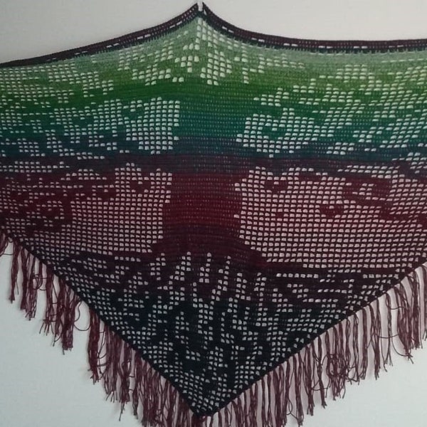 Filet 'Tree Of Life' Crochet Chart Pattern for Shawl/Wrap/Wall Hanging. ***PDF  FILE ONLY*** Instant Download