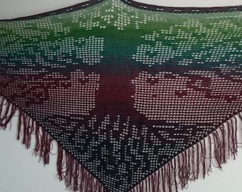 Filet 'Tree Of Life' Crochet Chart Pattern for Shawl/Wrap/Wall Hanging. ***PDF  FILE ONLY*** Instant Download