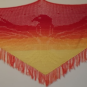 Filet &#39;Phoenix&#39; Crochet Chart Pattern for Shawl/Wall Hanging. ***PDF  FILE ONLY*** Instant Download