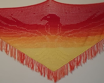 Filet 'Phoenix' Crochet Chart Pattern for Shawl/Wall Hanging. ***PDF  FILE ONLY*** Instant Download