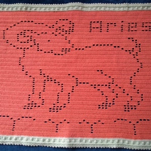 Filet Crochet Chart Pattern ‘Aries Star Sign’ Baby Blanket or Nursery Rug ***PDF FILE ONLY*** Instant Download