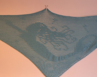 Filet 'Spirit of the Sea- Mermaid' Crochet Chart Pattern for Shawl/Wall Hanging. ***PDF  FILE ONLY*** Instant Download