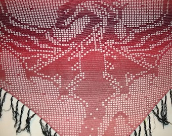 Filet 'Dragon 2' Crochet Chart Pattern for Shawl/Wall Hanging. ***PDF  FILE ONLY*** Instant Download