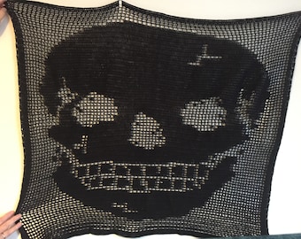 Filet 'Grinning Skull Blanket' Crochet Chart Pattern for blanket/Wall Hanging. ***PDF  FILE ONLY*** Instant Download