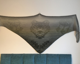 Filet 'Dream Wolf' Crochet Chart Pattern for Shawl/Wall Hanging. ***PDF  FILE ONLY*** Instant Download