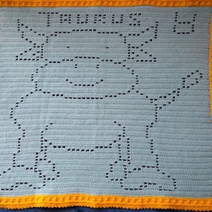 Filet Häkelanleitung 'Stier Sternzeichen' Baby Decke oder Teppich ,pdf PDF File, Instant Download