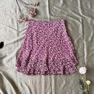 Y2K Pink Ditsy Floral Midi Skirt