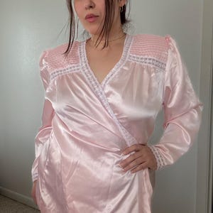 Vintage 1970s pink satin blouse