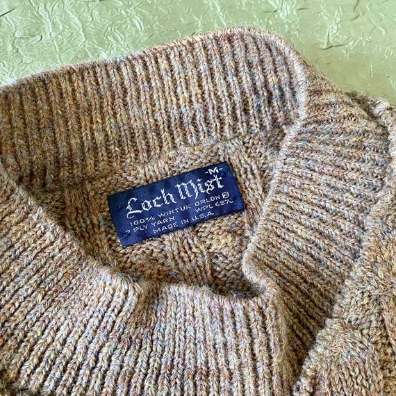 Vintage Brown Mock Neck Cable Knit Sweater - image 2