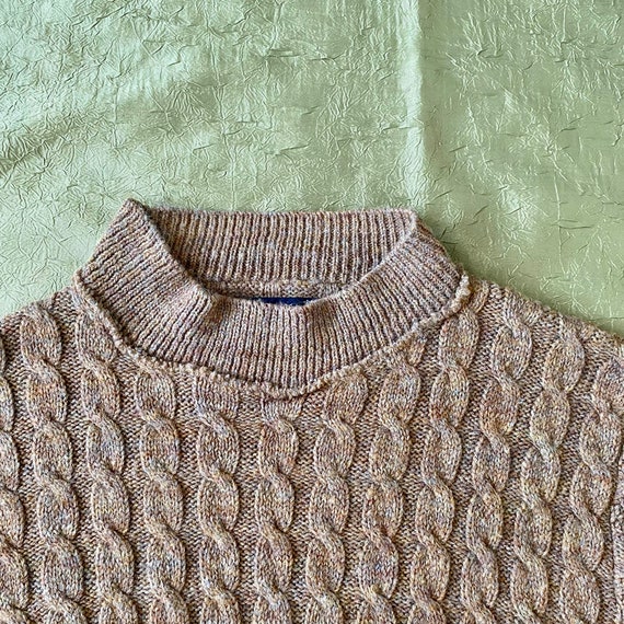 Vintage Brown Mock Neck Cable Knit Sweater - image 4