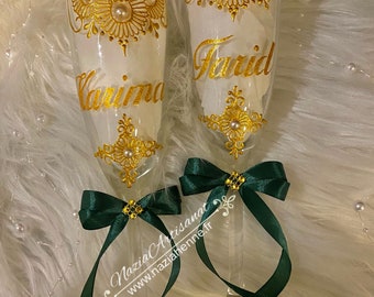 Champagne Flutes, Wedding Champagne Glass, Wedding Gift Set of 2