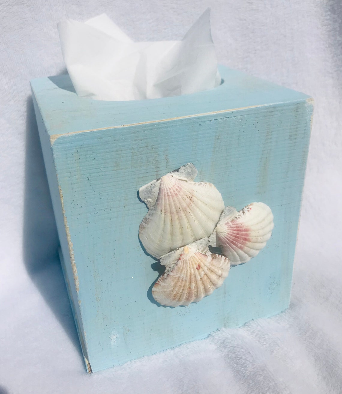 Tissue box cover beach decor bathroom decor seashell accent Etsy