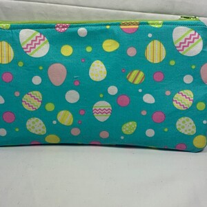 Easter Eggs Floral Pattern Cosmetic Makeup Toiletry Bag Fabric with Zipper