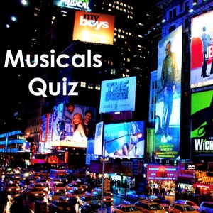 Musicals Quiz 1- Virtual Powerpoint Quiz for Zoom & Paper Pack Quiz Download - INSTANT DOWNLOAD - 60 Questions