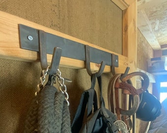 Handmade Steel Horse Tack Hook Rack, Barn Stable Organization