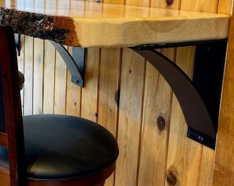 Handmade Steel Countertop Support Bracket: 4-Inch Curved Bar