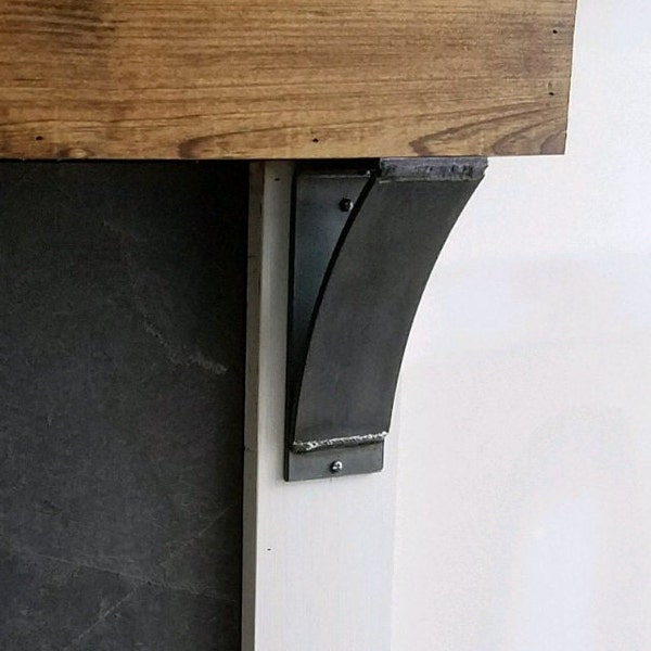 Rustic Mantel Bracket Made to Order From Three Inch Wide Steel, Perfect For Mantels and Shelves, Handcrafted to Your Chosen Dimensions