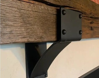 Industrial Style 5 inch Wide Metal Mantel Bracket with Eye-Catching Welded Rivet Accents