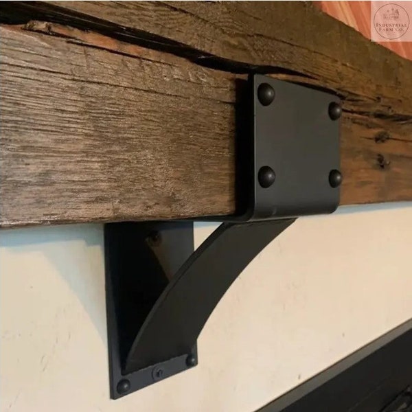 Industrial Style 5 inch Wide Metal Mantel Bracket with Eye-Catching Welded Rivet Accents