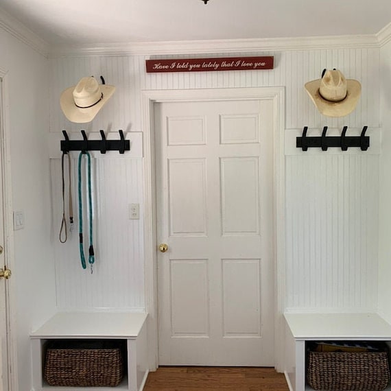 Painted White Entryway Coat Rack And Shelf