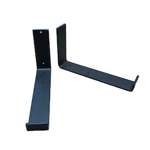Rustic Metal Bracket - 2&quot; J Hook Shelf Support in Black or Gold - Industrial Wall Shelf Bracket for Floating Shelves - Heavy Duty Steel