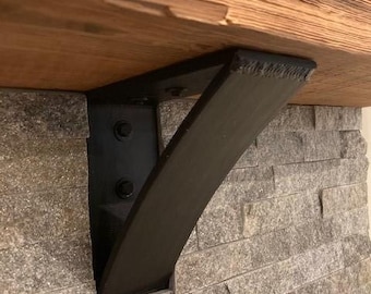 Metal Fireplace Mantel Support Bracket, Three Inch Wide with Three Inch Curved Support, Featuring Unique Weld on Edge of Bracket