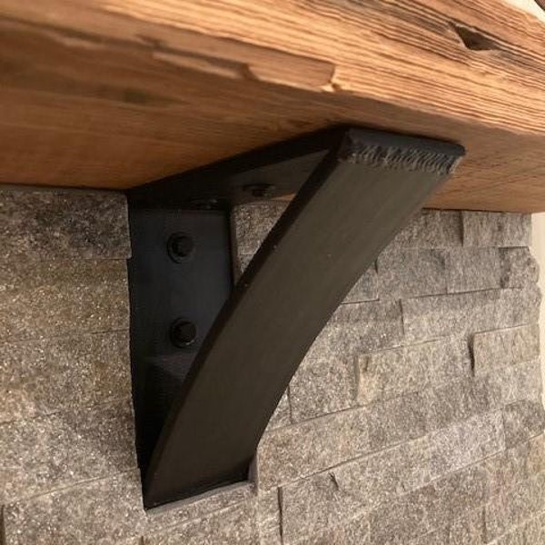 Metal Fireplace Mantel Support Bracket, Three Inch Wide with Three Inch Curved Support, Featuring Unique Weld on Edge of Bracket