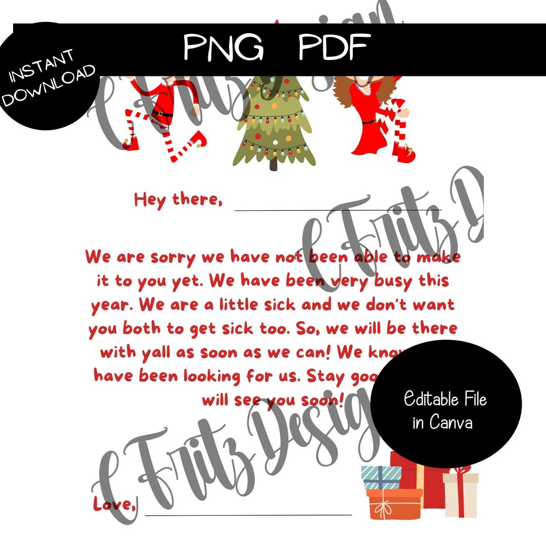 Printable Late Elf Letter PNG PDF Digital Download - Etsy