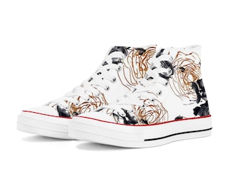 Unisex Classic High Top Canvas Shoes Unique Floral Watercolor Design on Unisex Classic High Top Canvas Shoes - Fashionable and Comfortable