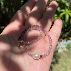 Freshwater Pearl Oval Shaped Florite fancy Cut Beads Bracelet | 14K Gold-Plated