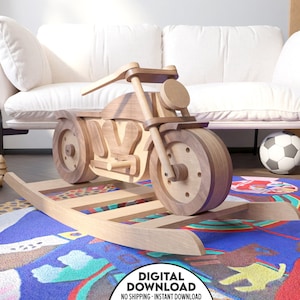 Rocking Motorcycle Cutting Plan: SVG DXF, Wooden Baby Toy (Digital Download)