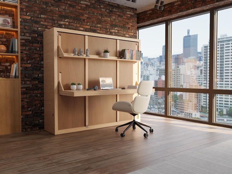 DIY Murphy Bed Plan With Desk & Shelves Horizontal (Full, Queen and King Sizes) image 4
