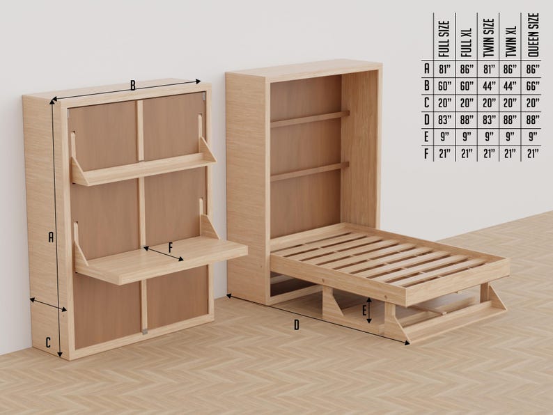 Plano de cama plegable DIY con escritorio y estantes (Guía imprimible en PDF) imagen 9