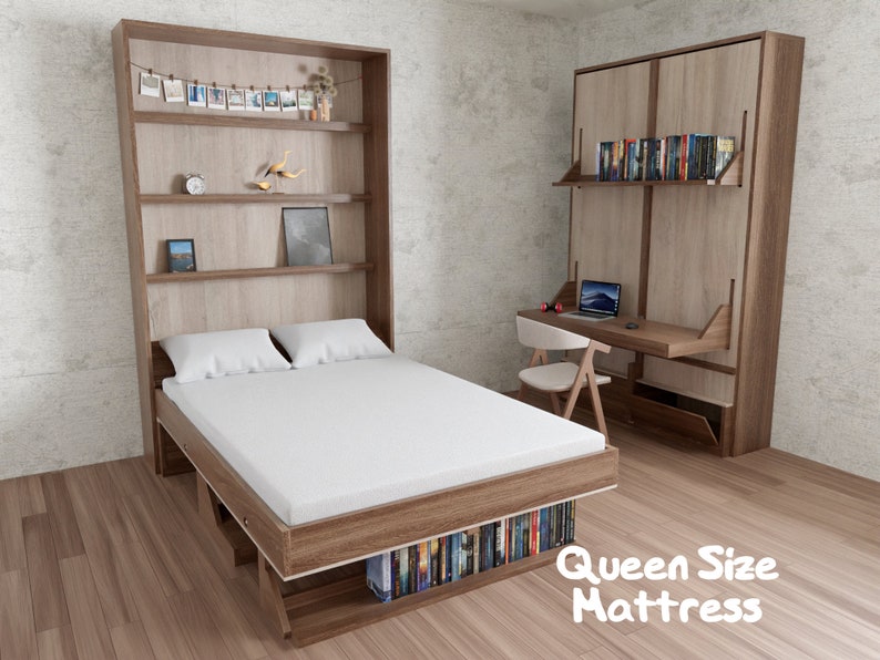 DIY Murphy Bed Plan With Desk & Shelves Plan to Build a - Etsy Canada