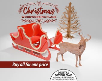 Christmas DIY 3in1 Woodworking Plans for CNC Cutting Decoration