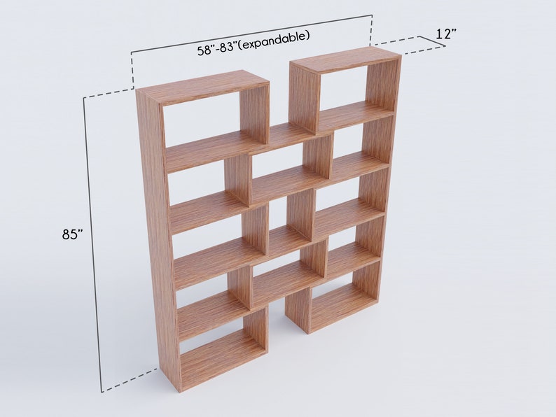 K&ouml;nnte beinhalten: Ein B&uuml;cherregal aus Holz mit 16 offenen Regalbrettern, 147 cm breit und 216 cm hoch. Das B&uuml;cherregal ist erweiterbar und kann an verschiedene R&auml;ume angepasst werden.
