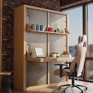 DIY Murphy Bed Plan: Alle Sizes with Schreibtisch & Regale Vertikal (PDF Printable Guide) Bild 4