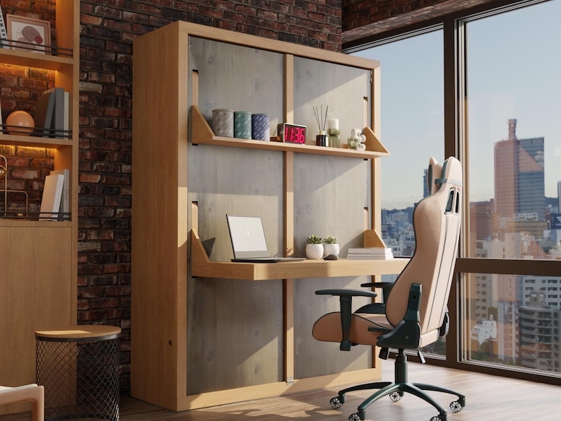 DIY Murphy Bed Plan: Alle Sizes with Schreibtisch & Regale Vertikal (PDF Printable Guide) Bild 4