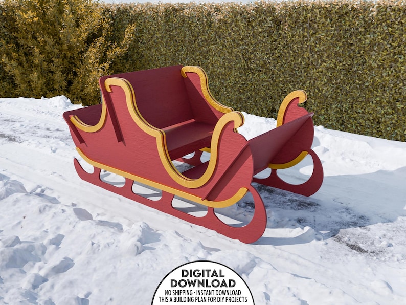 Christmas Sleigh DIY Woodworking Plan Wooden Santa Sleigh (CNC Cutting Files) image 1