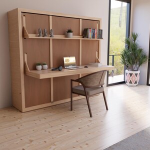 DIY Murphy Bed Plan With Desk & Shelves Horizontal (Full, Queen and King Sizes) image 2