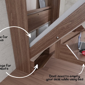 DIY Murphy Bed Plan With Desk &amp; Shelves, Plan to Build a Murphy Bed ...
