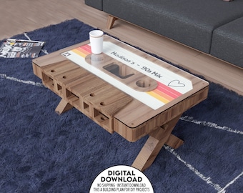 DIY Cassette Coffee Table Plan CNC Cut List, Plan to Build a Coffee Table, , Pdf Printable Guide, DIY Woodworking Project, Custom Table