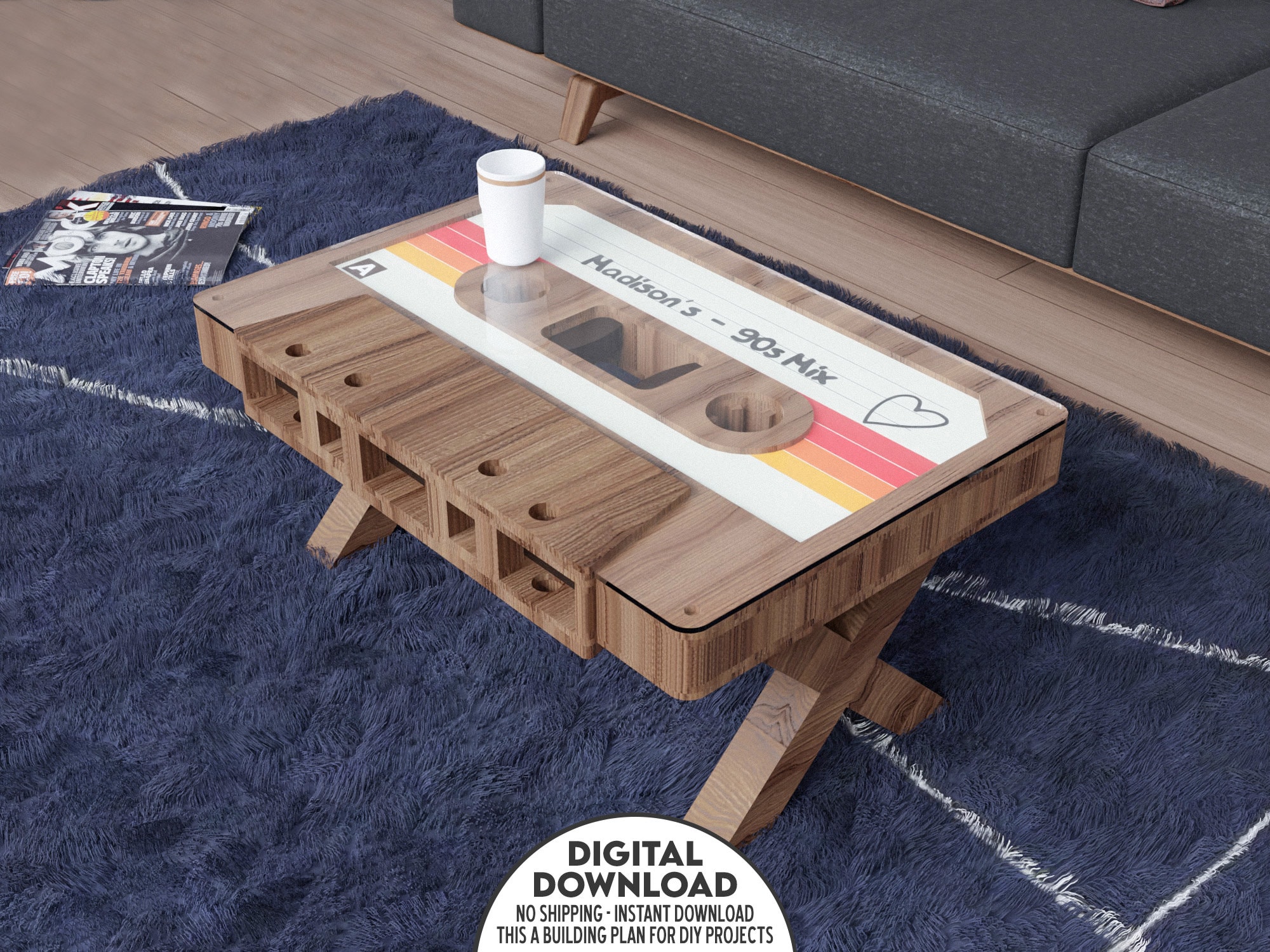 DIY Cassette Coffee Table Plan: CNC Cut List (PDF Printable Guide