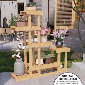 6-Tier Plant Stand Plan: DIY Woodcrafting Project (PDF Plan)