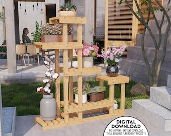 6-Tier Plant Stand Plan: DIY Woodcrafting Project (PDF Plan)