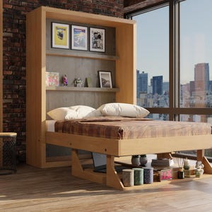 Plano de cama plegable DIY con escritorio y estantes (Guía imprimible en PDF) imagen 4
