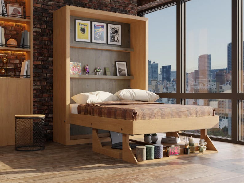 Plano de cama plegable DIY con escritorio y estantes (Guía imprimible en PDF) imagen 4